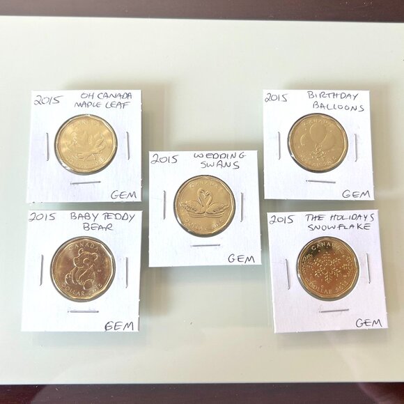 2015 O Canada, Wedding, Birthday, Newborn & Peace and Joy Special Strike Loonies - Picture 1 of 13